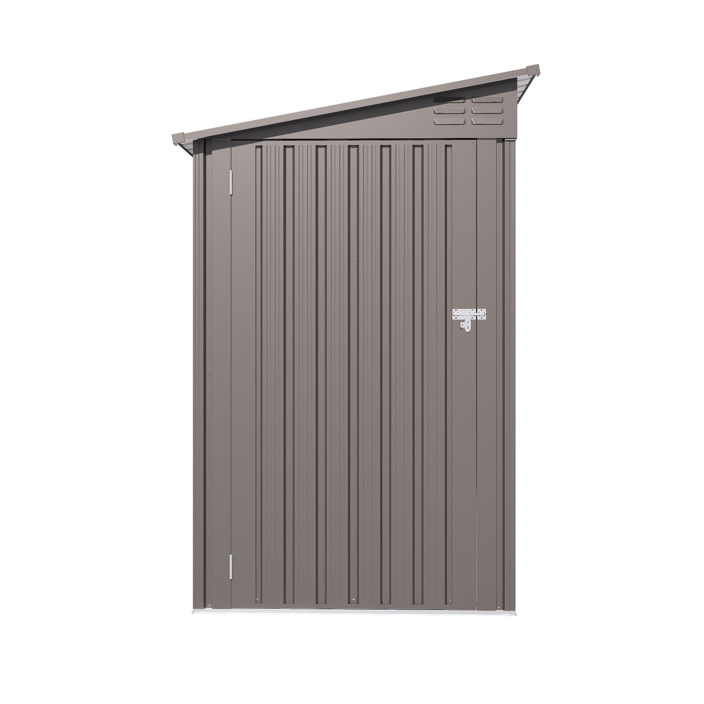 Lean To Shed With Windows, Tool House With Sloping Roof With 2 Vents And 1 Side Open Door For Backyard - Gray
