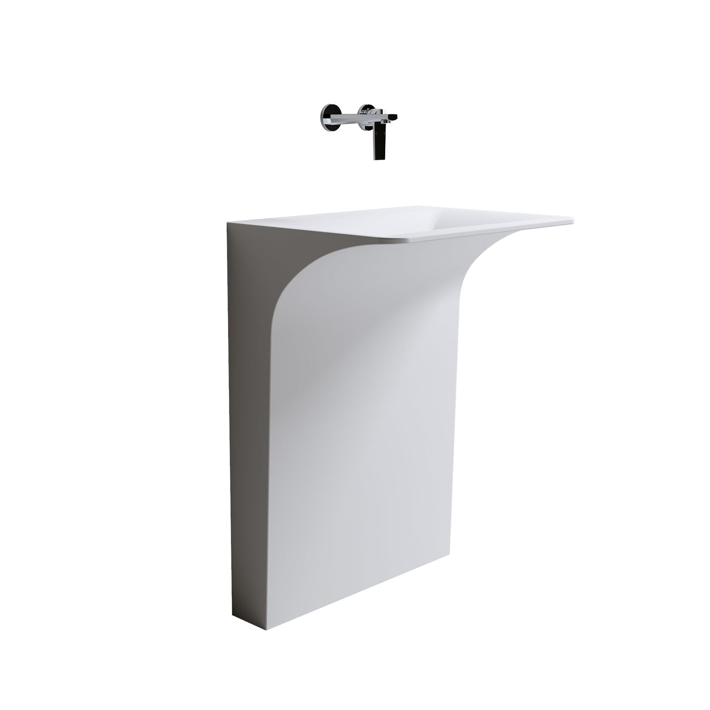 Modern Wall-Mounted Solid Surface Pedestal Sink