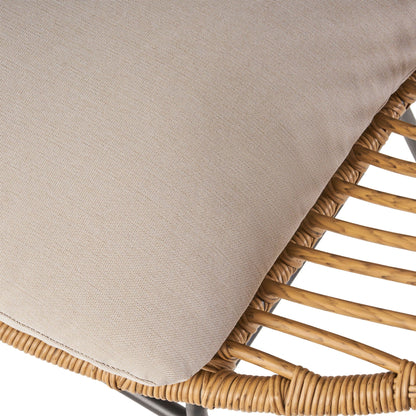 Cordella Outdoor Woven Wicker Chairs with Cushions, Set of 2