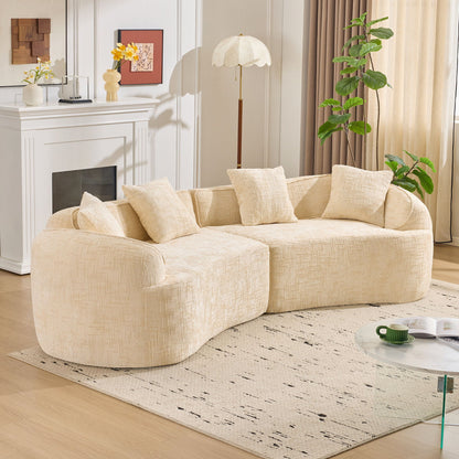 Curved Compressed Sofa, Nordic-Style Design For Living Room