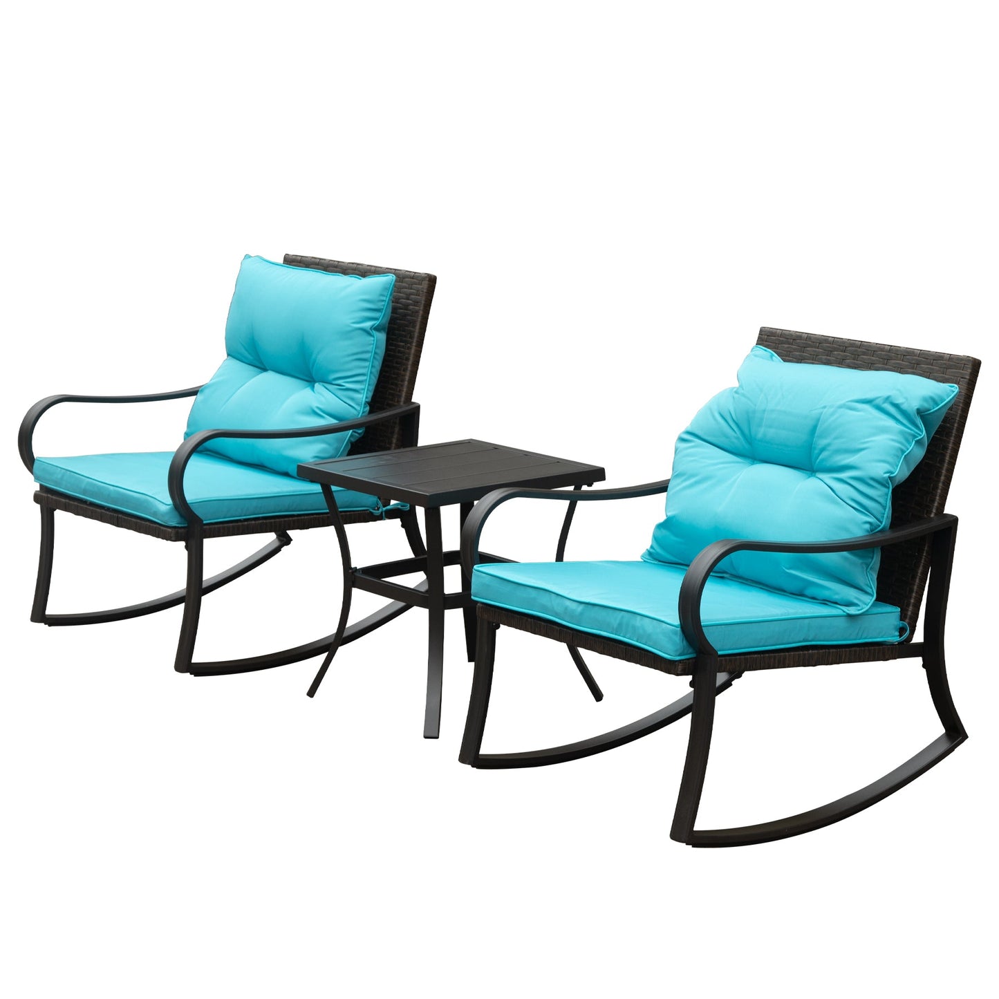 Metal 2-Person Outdoor Patio Rocking Seating Group with Cushions