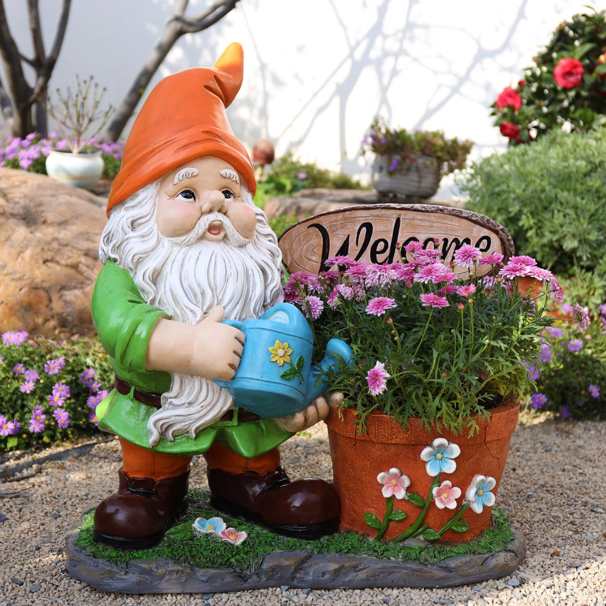 Outdoor Garden Gnome Flower Pot Planter