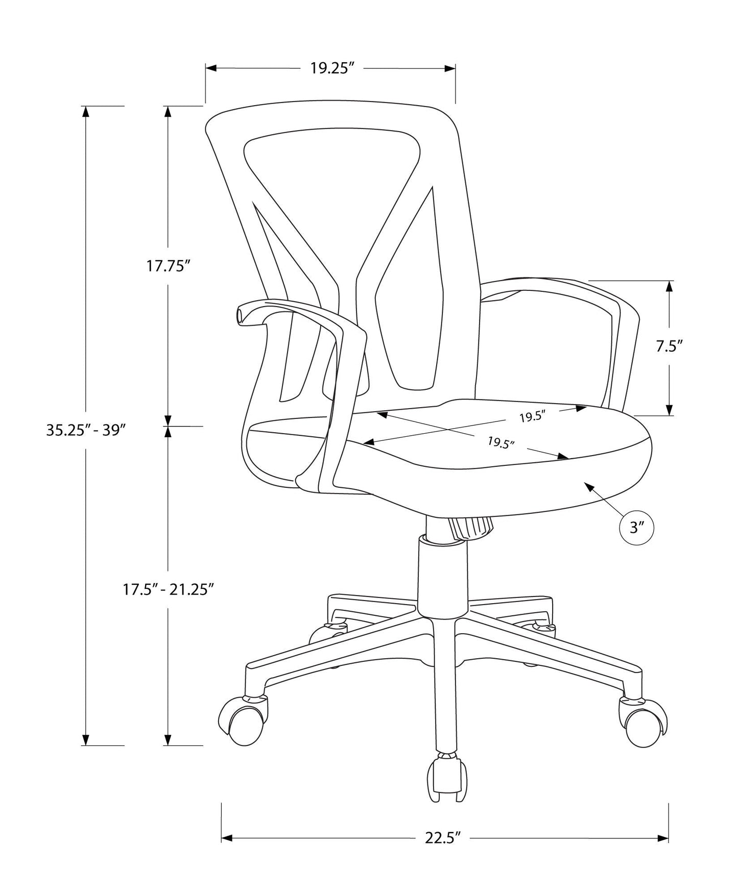 Office Chair Adjustable Height Swivel Ergonomic Mesh Contemporary & Modern