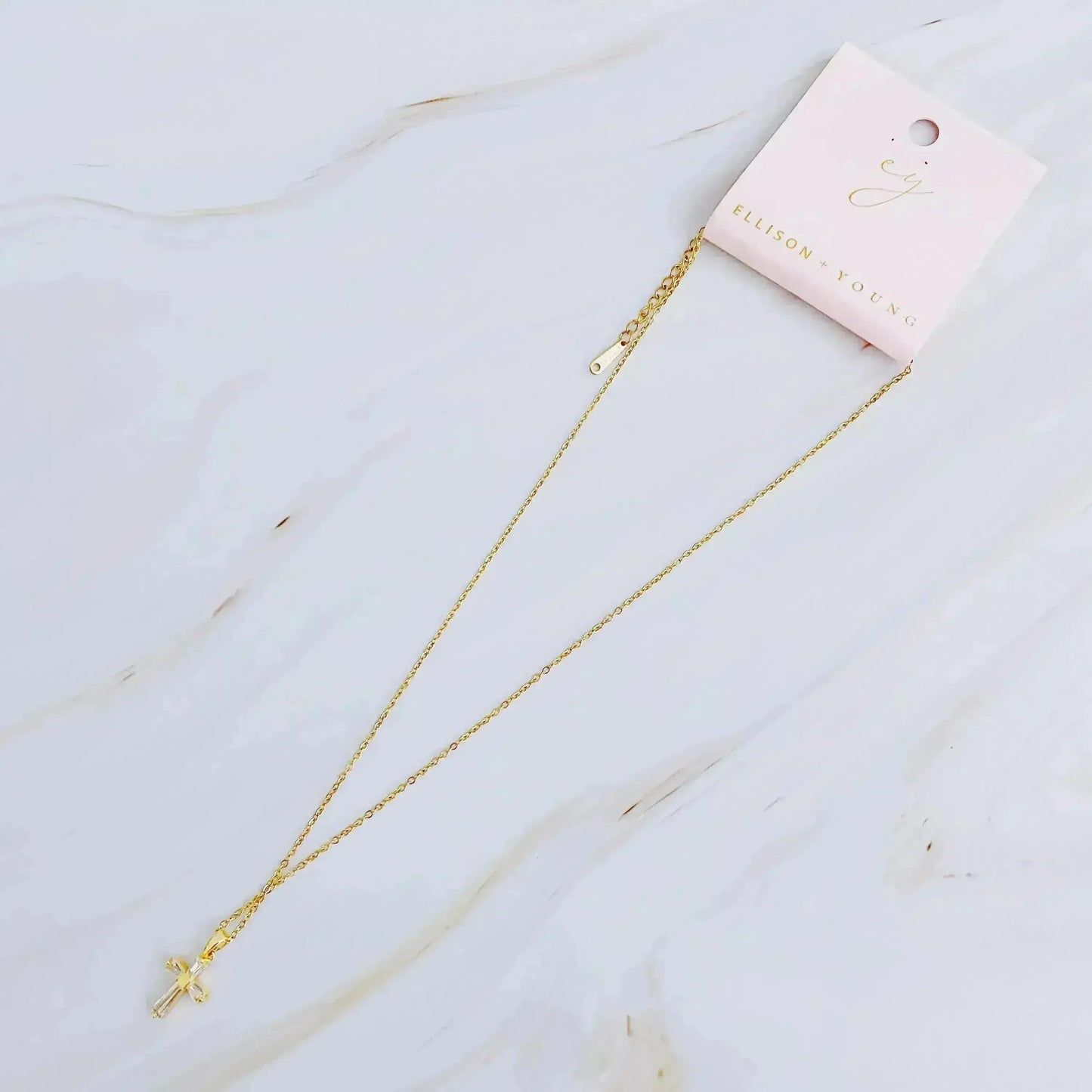 Crystal Cross Necklace – Elegant 18k Gold Plated Pendant | Timeless Style