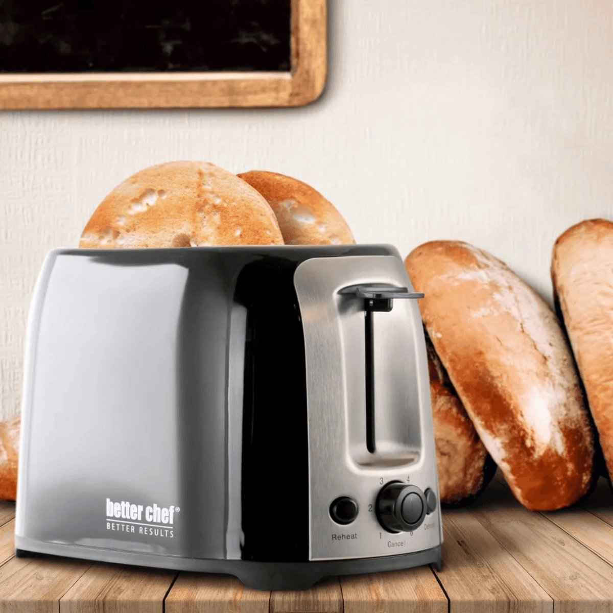 Better Chef Deluxe Cool Touch Wide-Slot 2-Slice Toaster with Stainless Accents - REFURBISHED