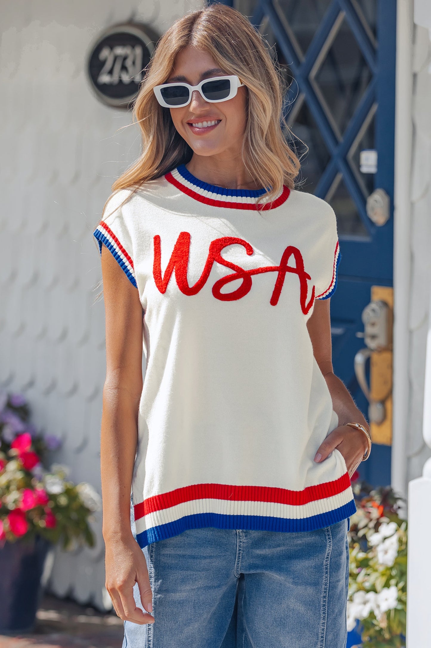 Peyton Trim Short Sleeve Sweater