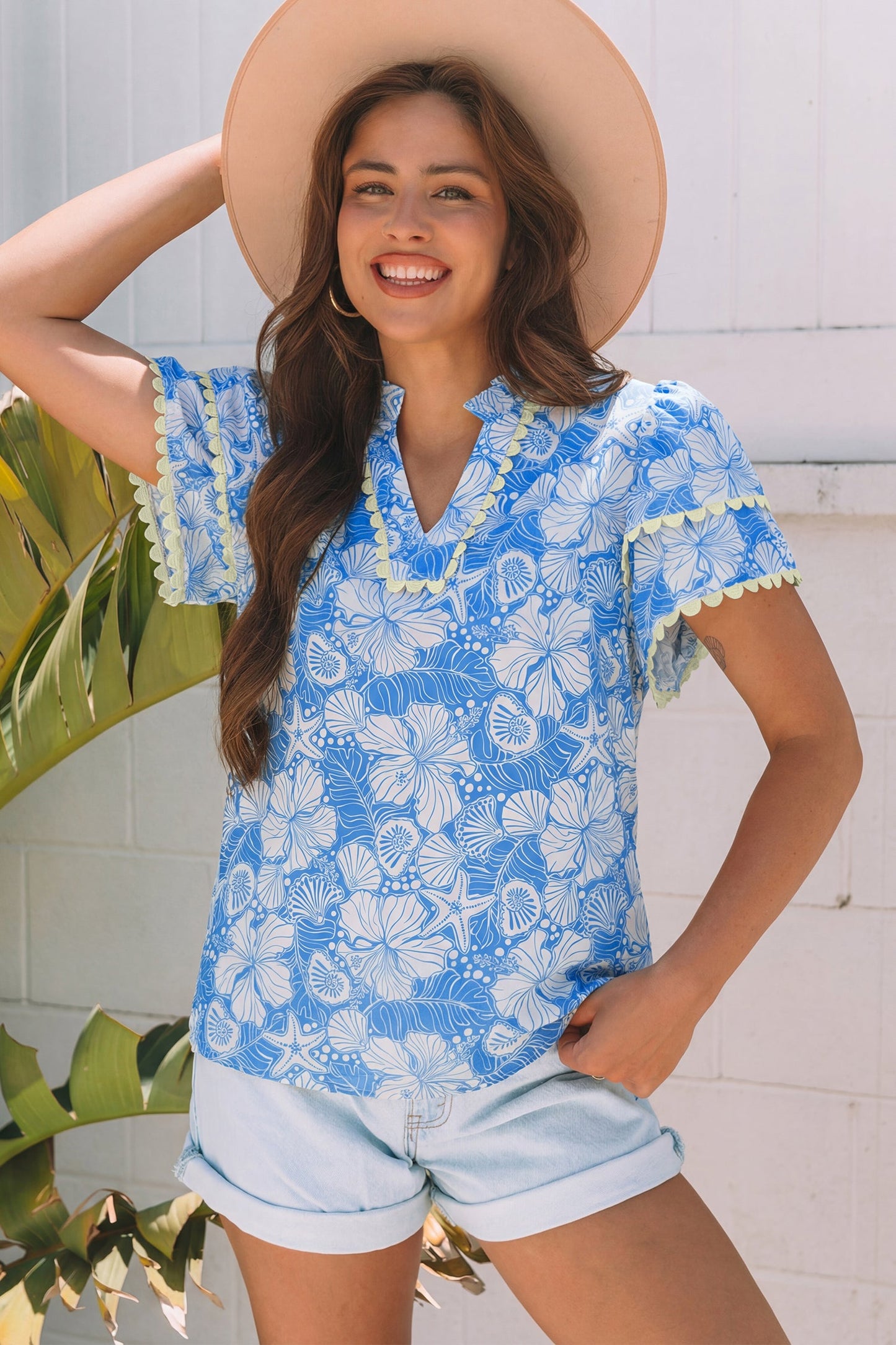 Kataleya Trim Short Sleeve Blouse