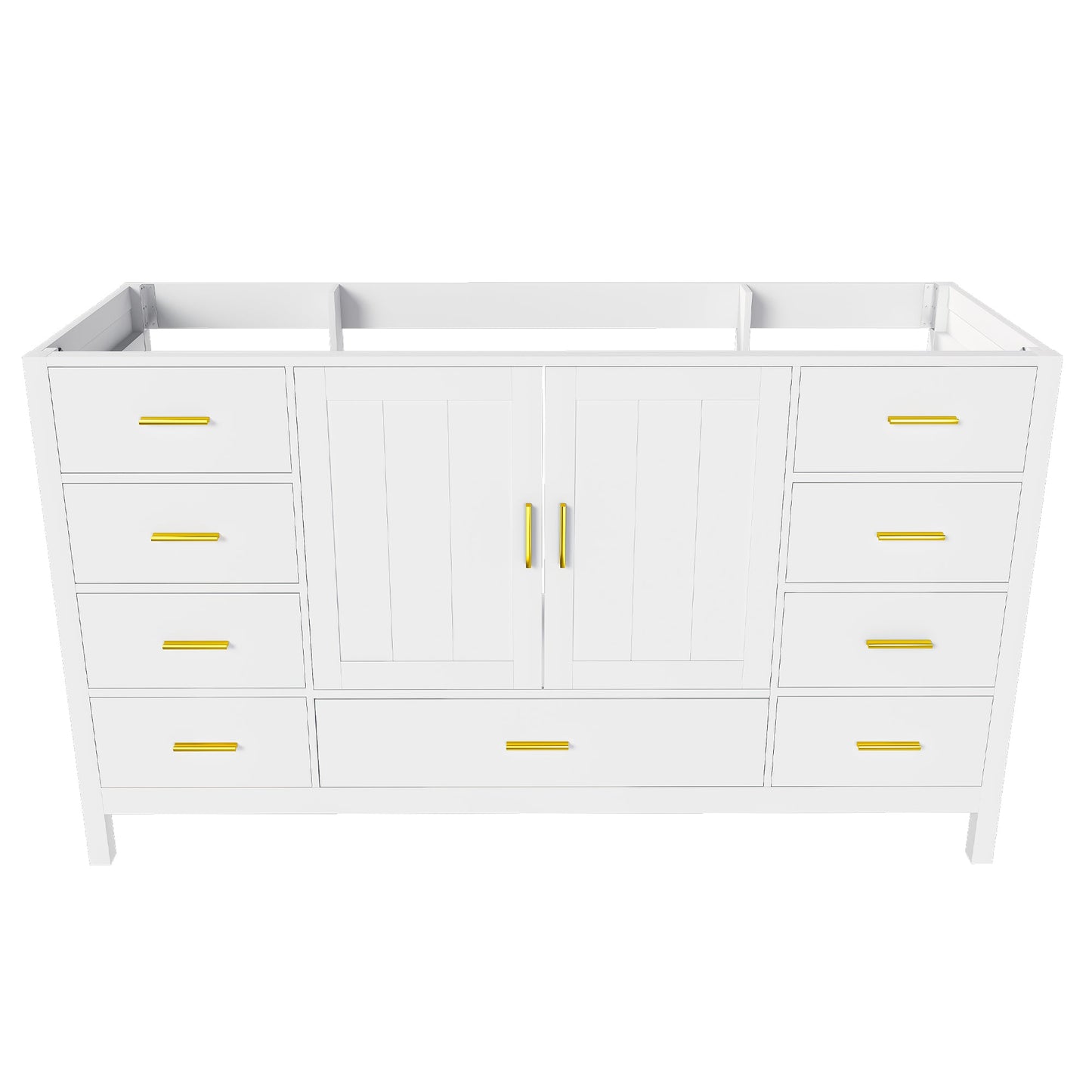 60" Bathroom Vanity Base Cabinet with Storage in White
