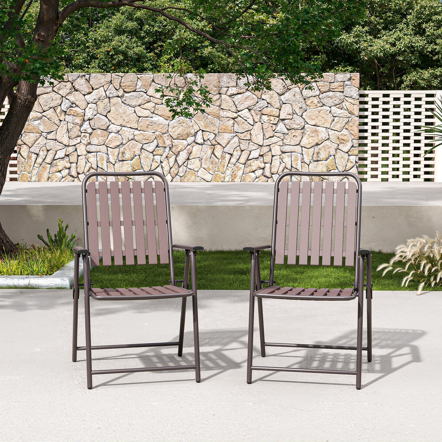 Brown 2-Piece Folding Chair, No Assembly Required