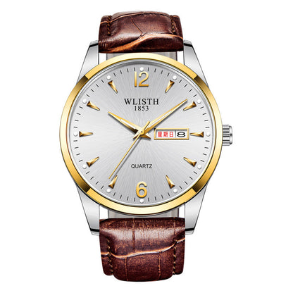Luminous Waterproof Leather-Strap Quartz Watch For Men