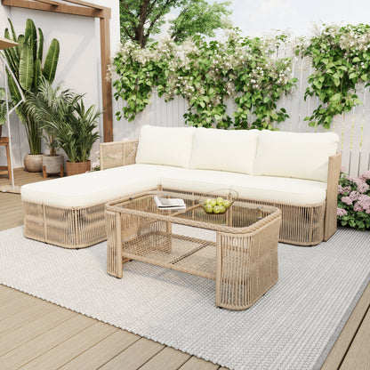Outdoor PE Rattan Patio Furniture Set with Iron Frame