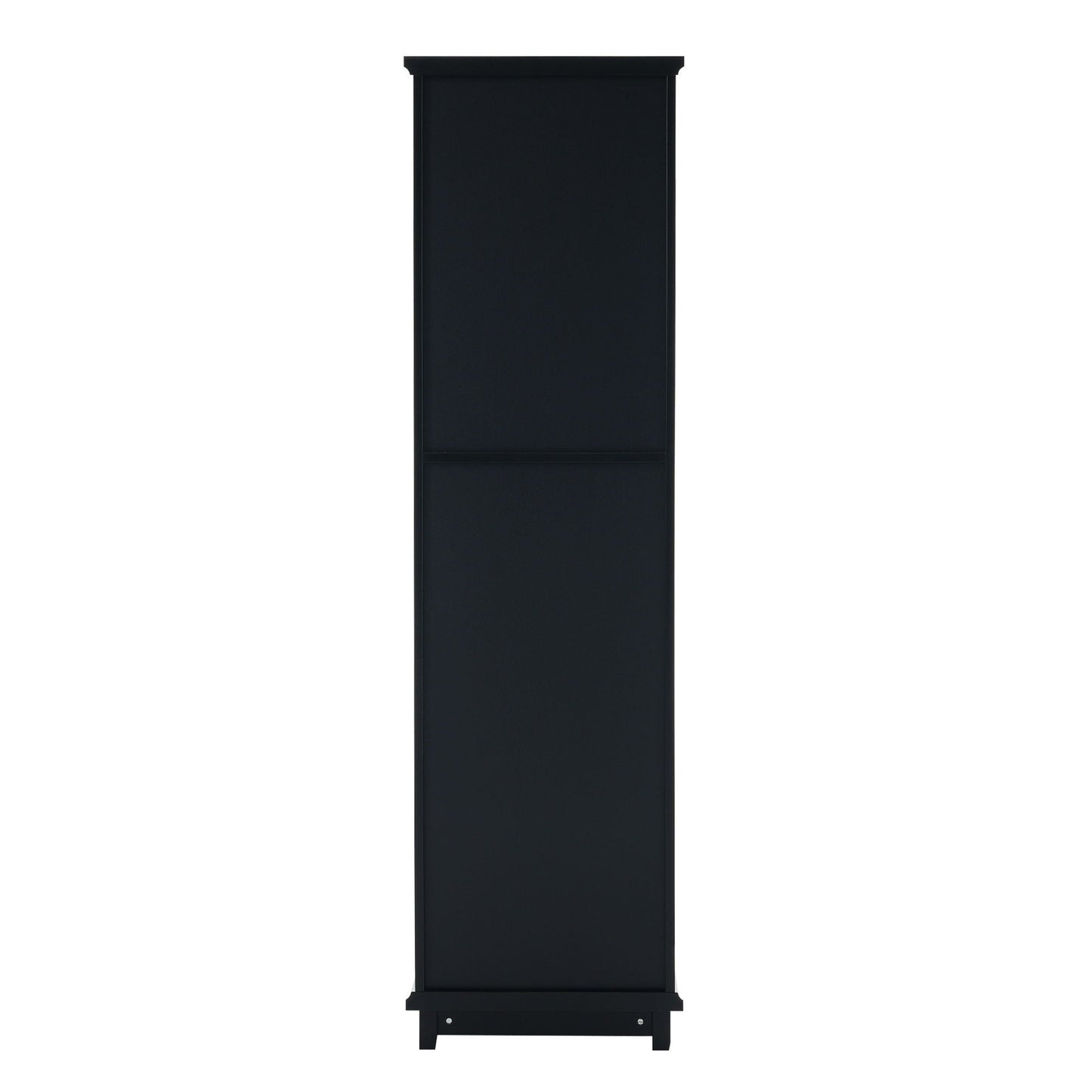 Tall Bathroom Storage Cabinet With Glass Doors, Free-Standing, Two Drawers, And Adjustable Shelves, Board, Painted Perfect For Displaying Your Favorite Items