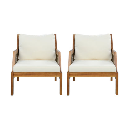 2 Piece Acacia Wood Patio Furniture Club Chair Set