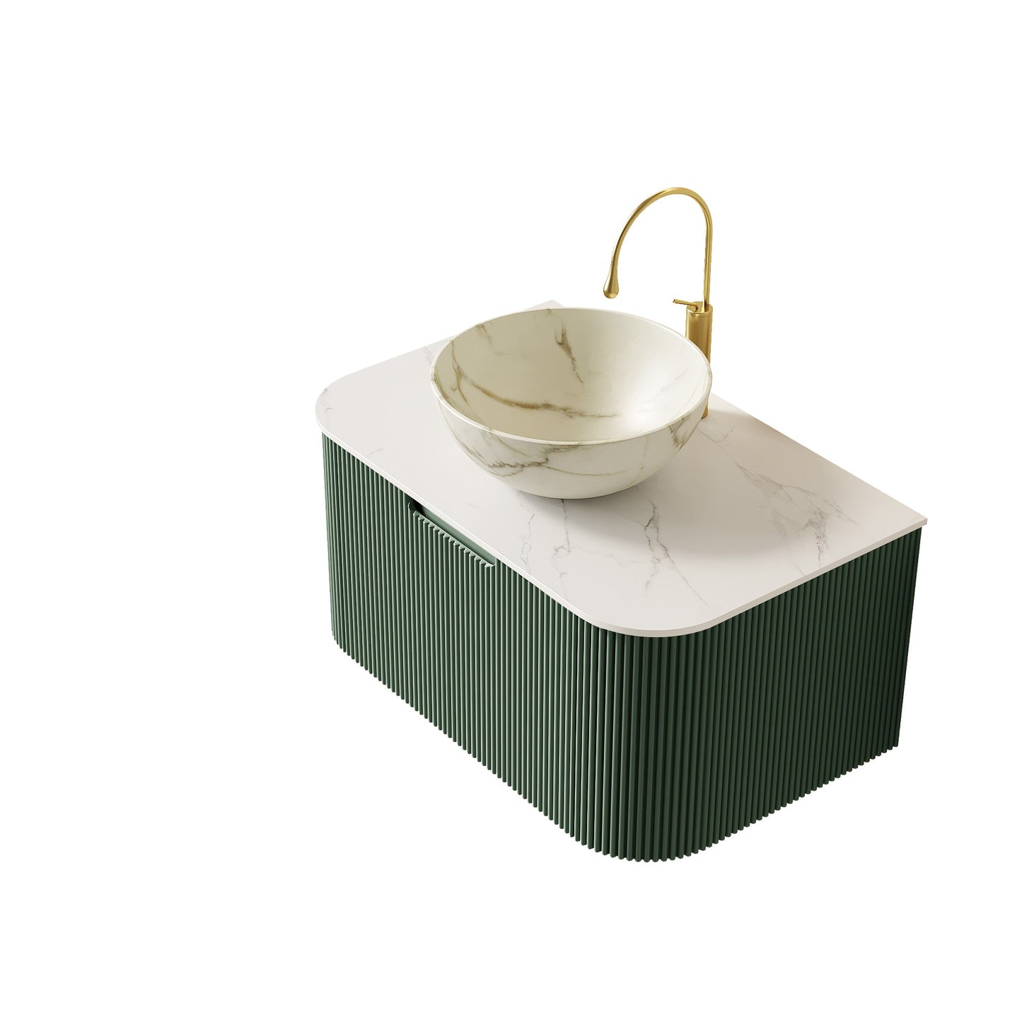 DINA 30" Bathroom Vanity & Sink, Floating Curved Edges