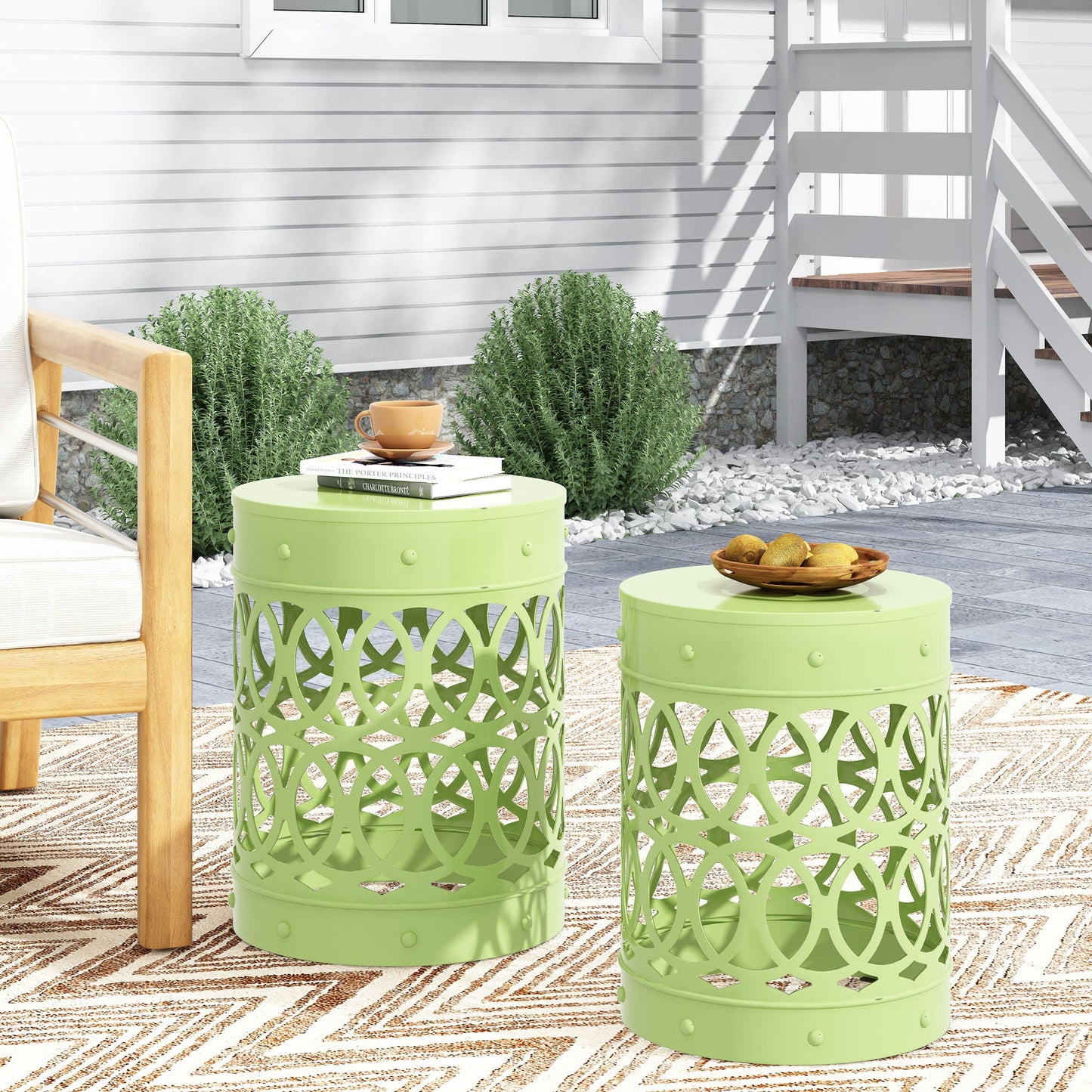 Outdoor Metal Side Table Set of 2
