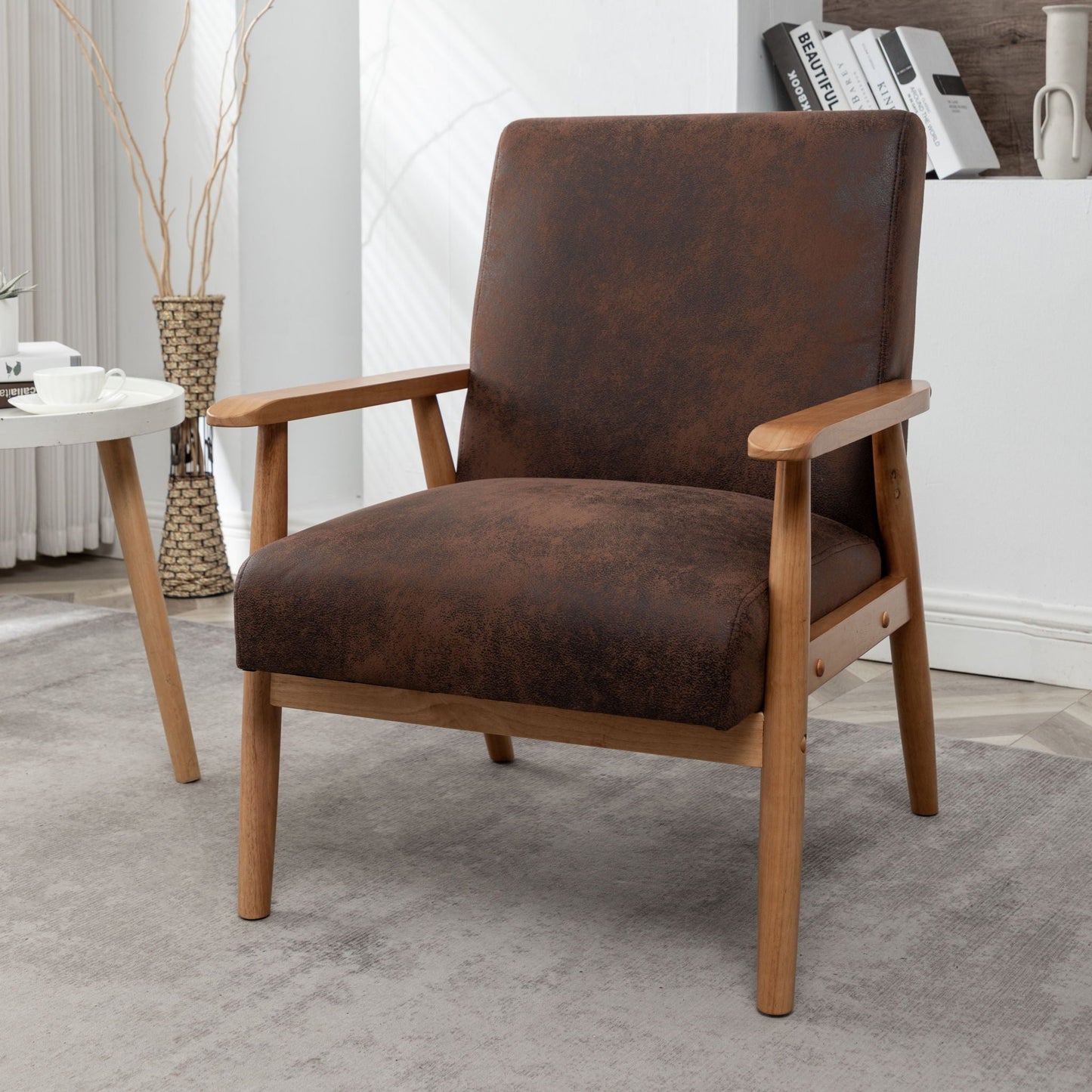Wide Arm Chair - Brown