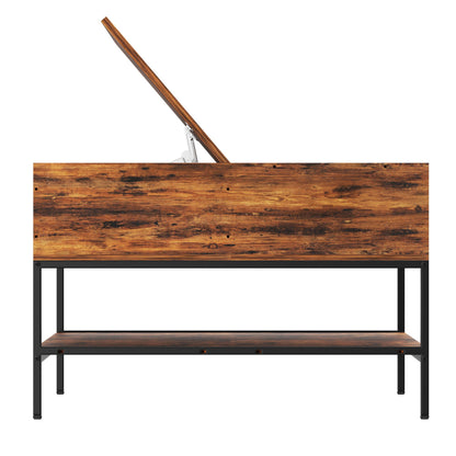 Rustic Flip Top Coffee Table With Hidden Storage - Black / Brown