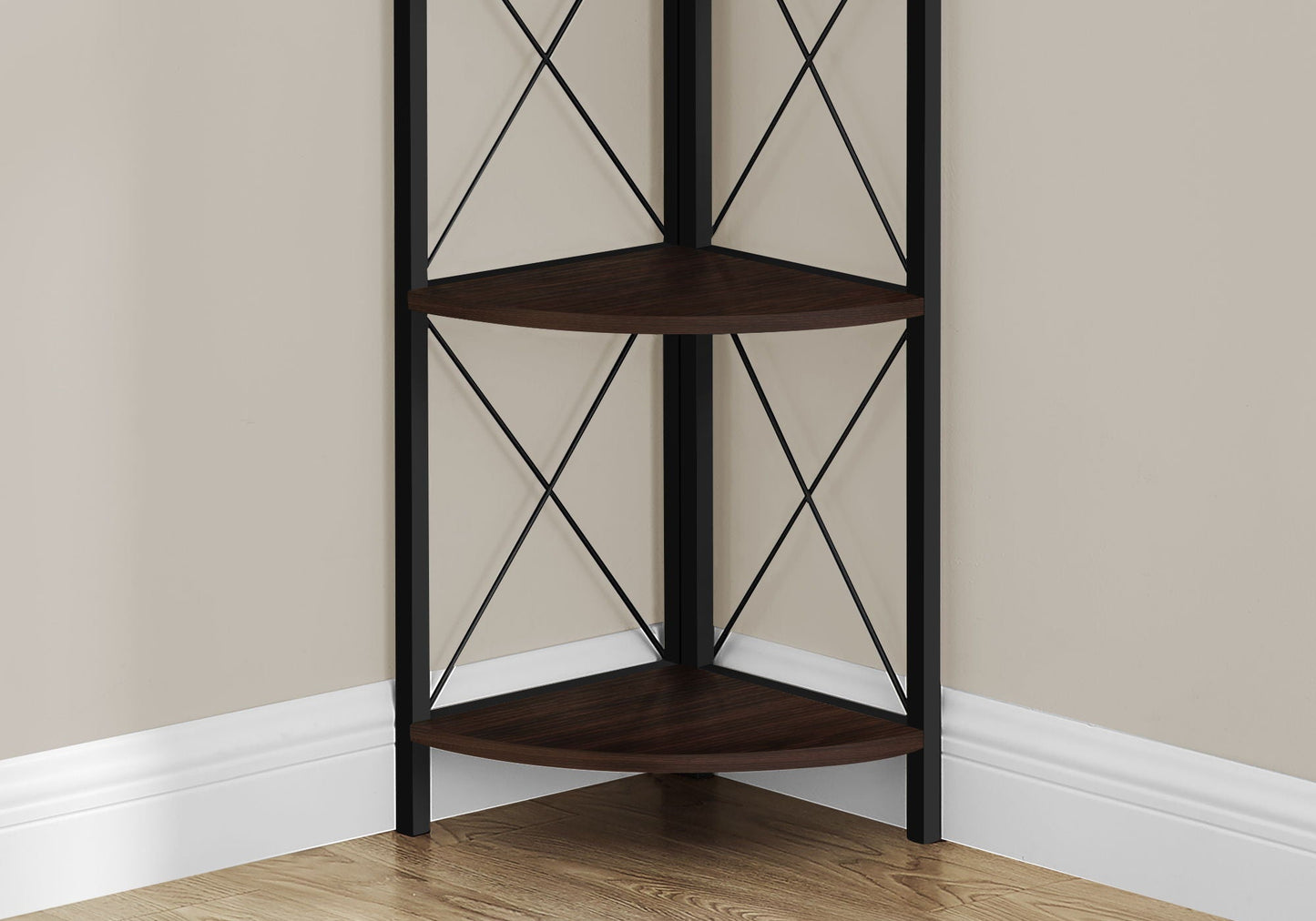 4-Tier Corner Bookshelf with Marble Look and Metal Frame