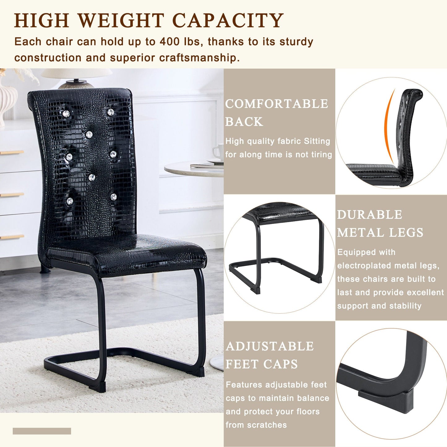 Alligator Skin Upholstered Dining Chairs