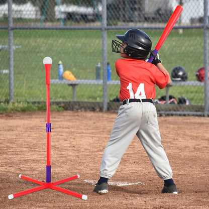 3-In-1 Baseball Toy Set For 3-5Years Old Kids And Toddlers Includes Tee Ball Stand Hanging Tee Automatic Ball Launcher with Adjustable Height For Indo