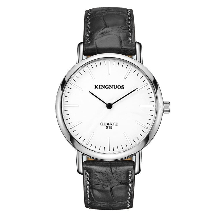 Stylish And Minimalist Two-hand Leather-strap Watch For Men And Women