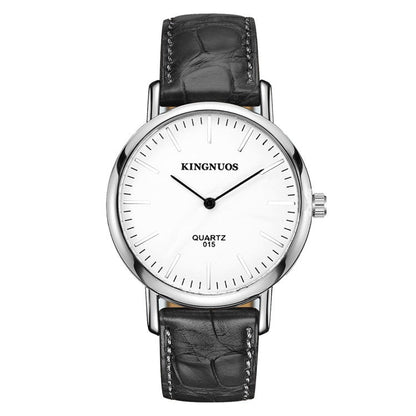 Stylish And Minimalist Two-hand Leather-strap Watch For Men And Women