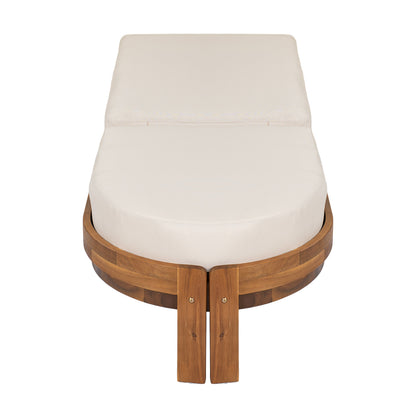 Patio Acacia Wood Chaise Lounge Chairs with Adjustable Backrest Set of 2