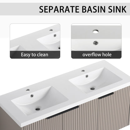 Contemporary Wall Mounted Bathroom Vanity With Resin Double Sink