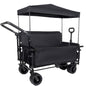 Folding Wagon Cart with Bench Seat & Canopy, 500lbs Capacity