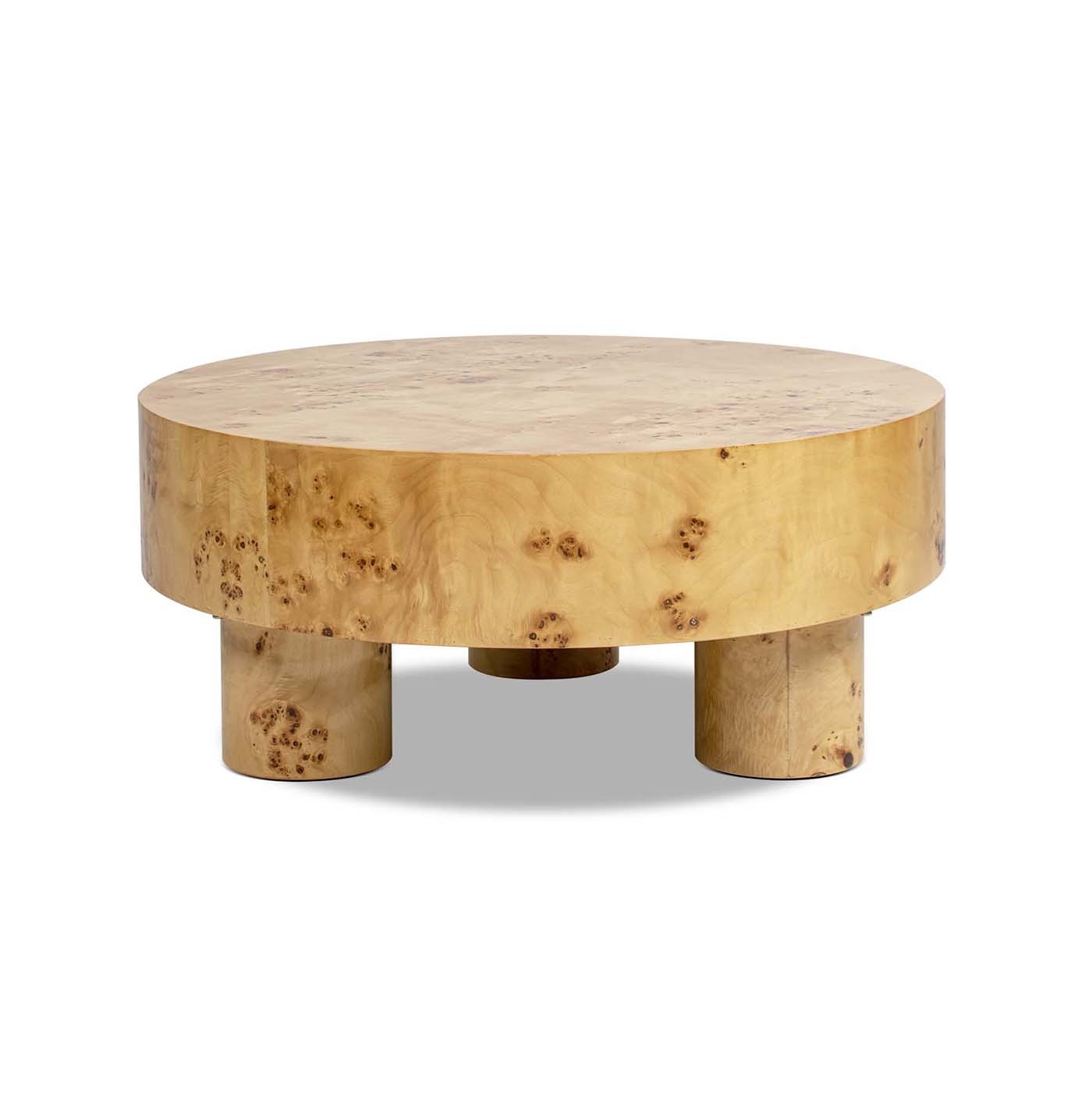 Nebula 35.5' Round Pillar Leg Coffee Table Warm Natural Brown Burl Wood