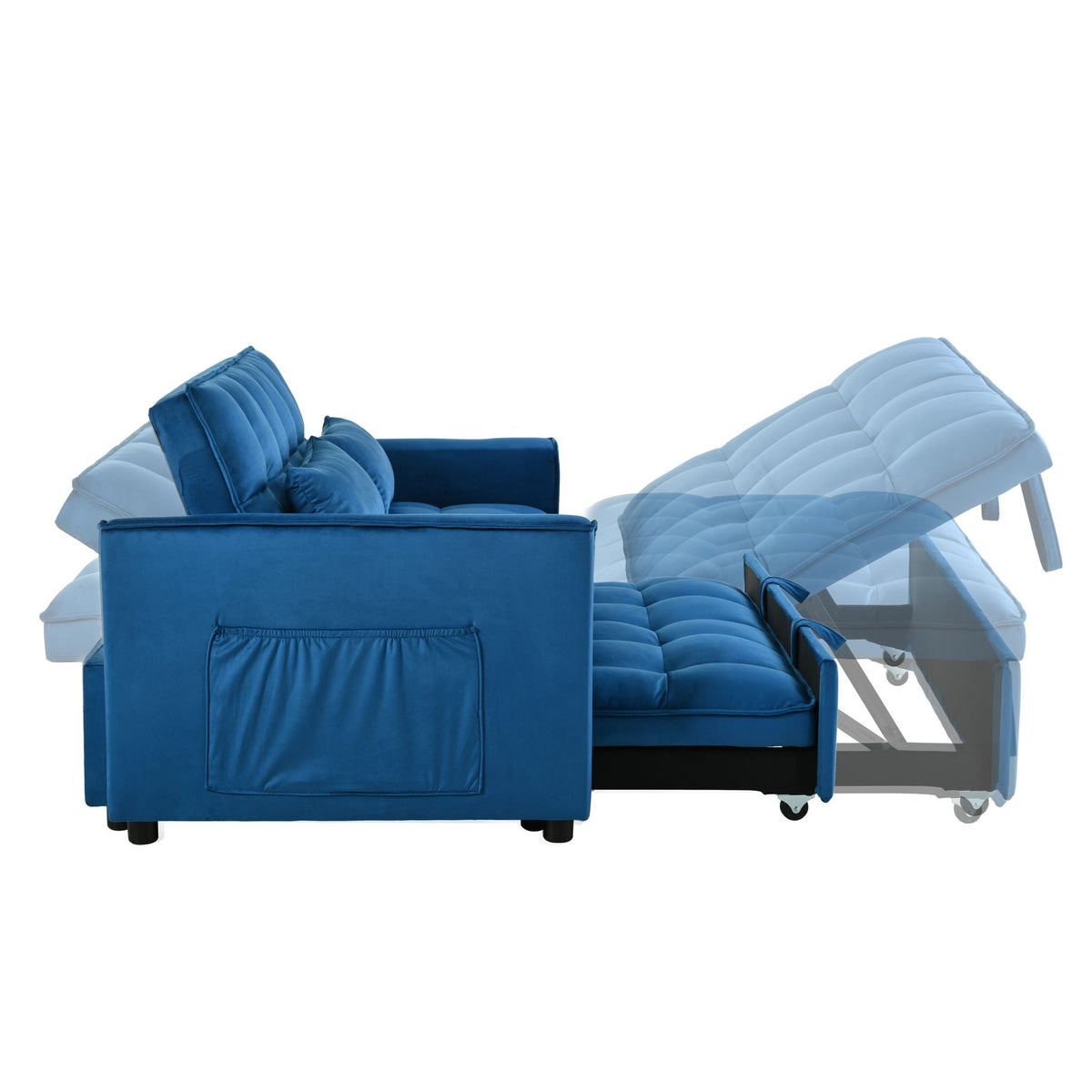 3 In 1 Pull Out Couch Convertible Sofa Bed With Reclining Backrest