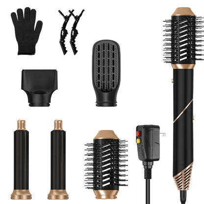5 In 1 Hot Air Styler Straightener Curler Dryer Automatic Wrap Styler Hair Dryer Brush Set with 3 Temp Settings ALCI Plug Glove Cable Tie 2 Alligator