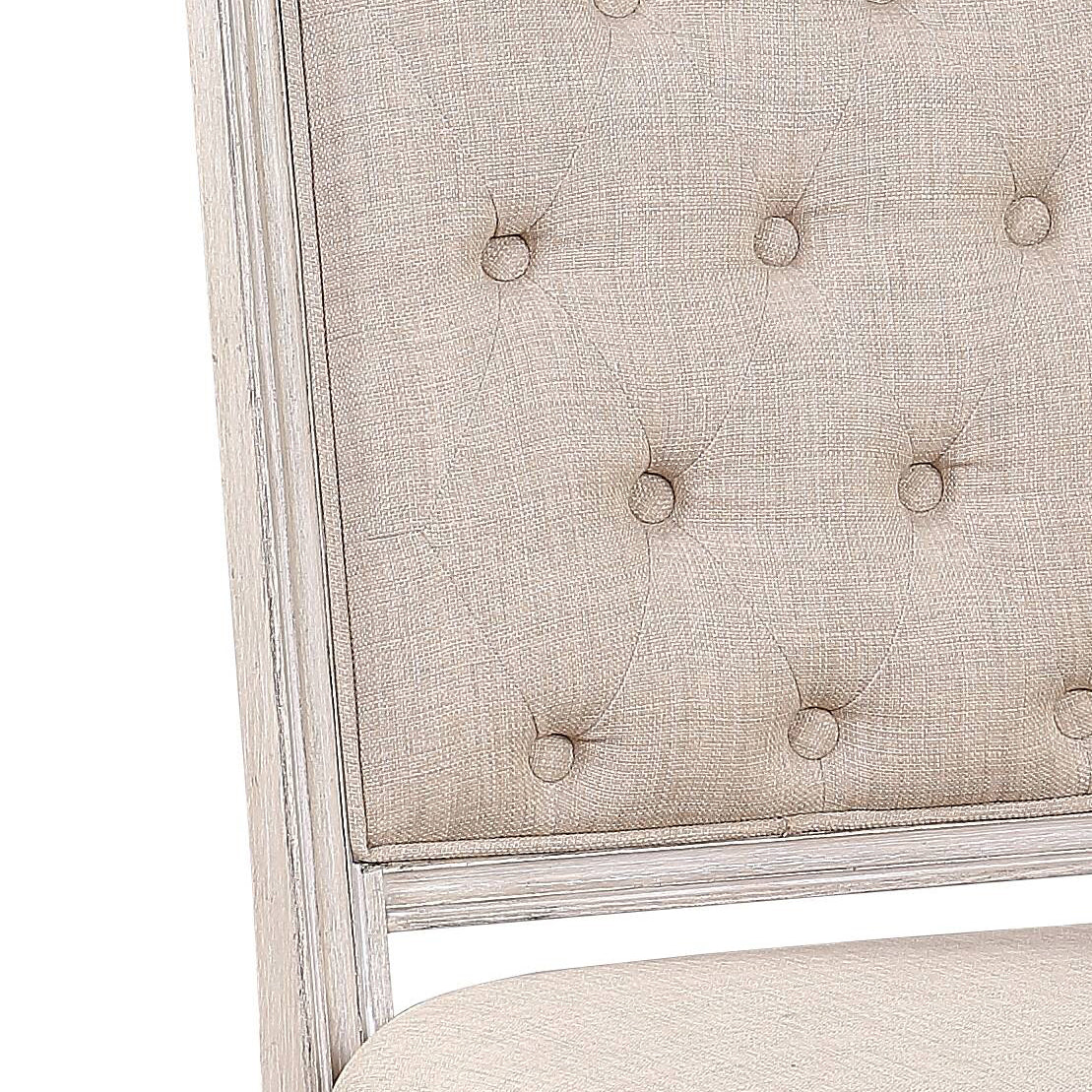 Wynsor Fabric & Antique Champagne Finish Side Chair (Set of 2)
