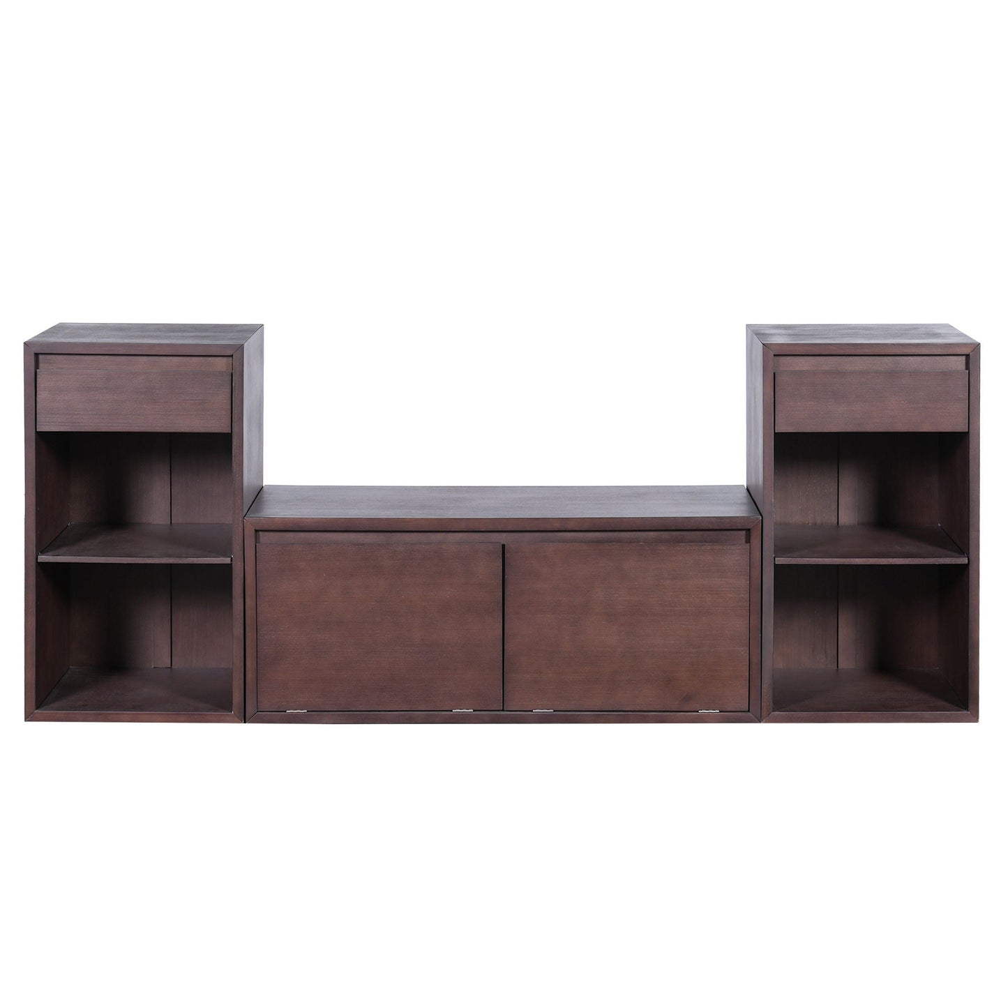 Entryway Storage Bench With Cushion, Drawers & Open Shelves