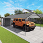 12x25 FT Galvanized Steel Carport with Shelter and Shed