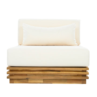 Oversized Outdoor Club Chair with Acacia Wood Frame
