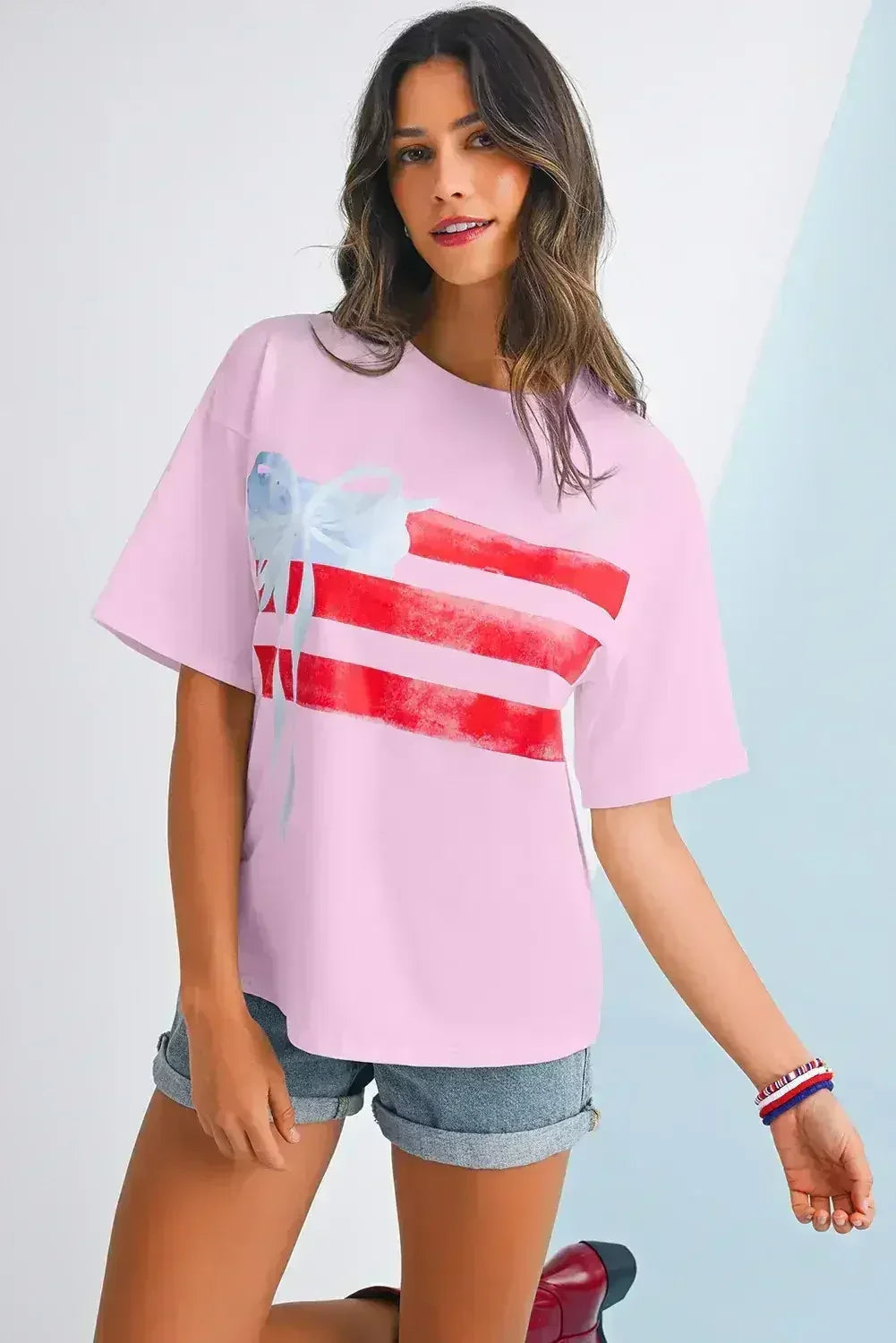White Flag Bow Graphic Crewneck Tee
