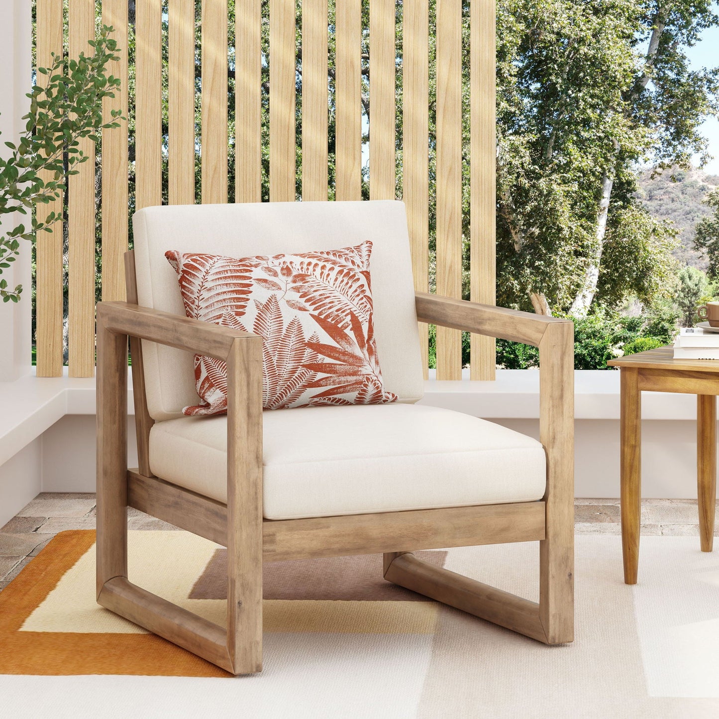 Outdoor Acacia Wood Patio Club Chair