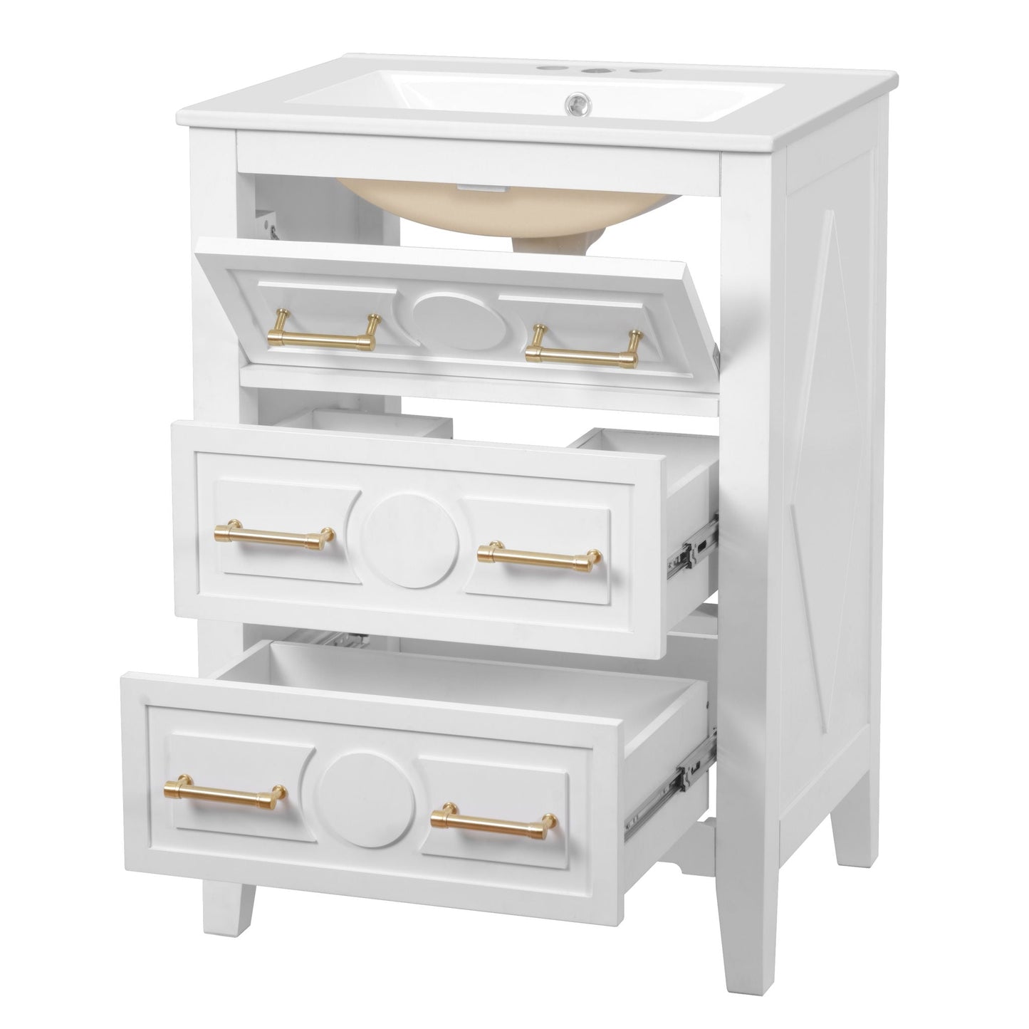 Bathroom Vanity With Sink, Free Standing 3 Drawer Storage Cabinet