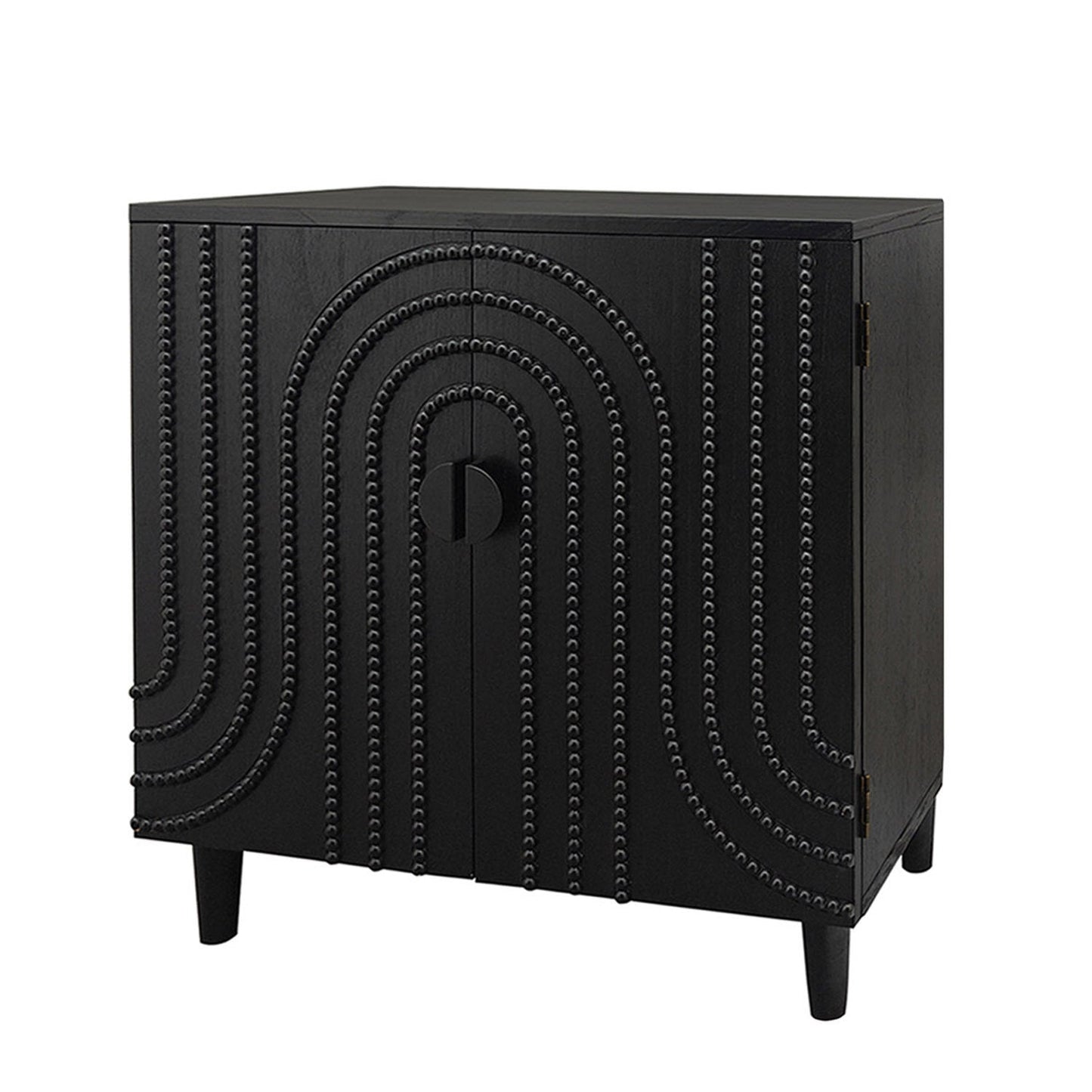 Modern Black Wood Storage Cabinet with Decorative Door