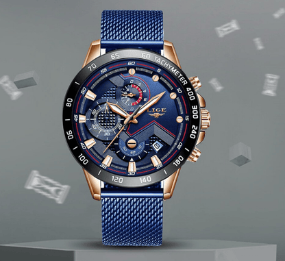 Men's Sports Waterproof Watch With  Stainless Steel Bracelet Unique Design Perfect Gift For Your Man