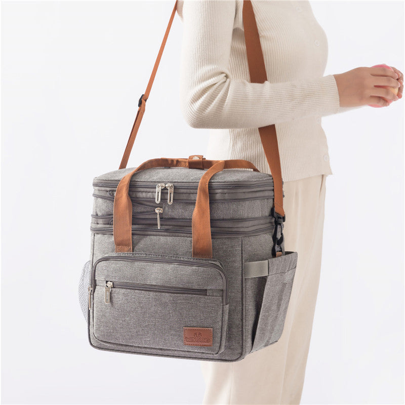 Double-layer High-capacity Lunch Bag With Thermal Insulation For Picnics