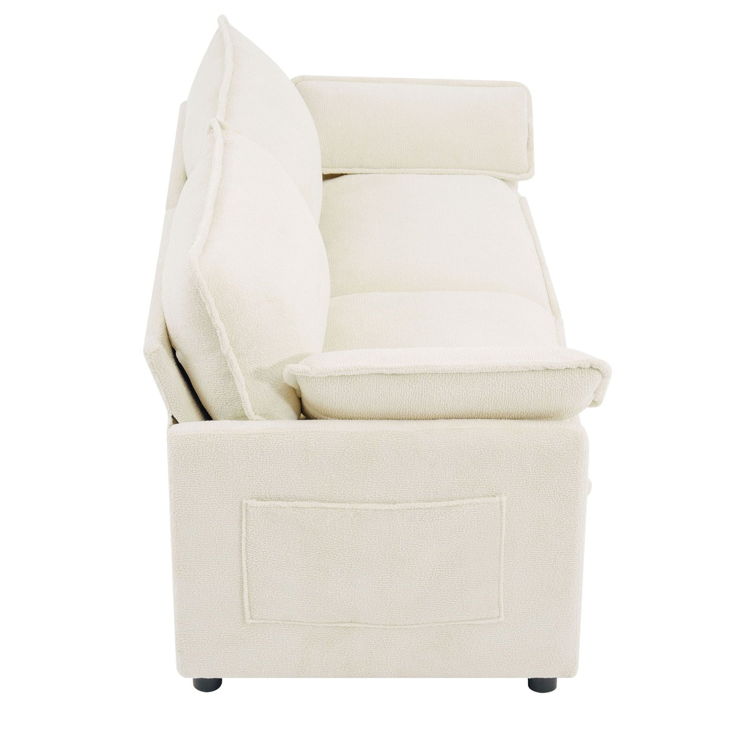 Modern Loveseat Sofa, Upholstered Couch With Side Storage Pockets