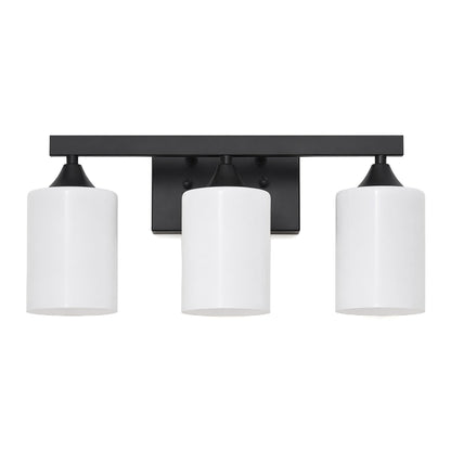 3-Light Matte Black Bathroom Vanity Light