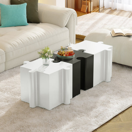 3-Piece Artistic Puzzle Table Set, Modular MGO Side Tables