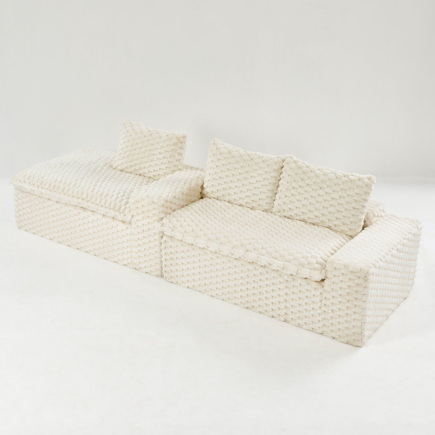 Modular Sofa, Convertible Twin Seat With Chaise Lounge