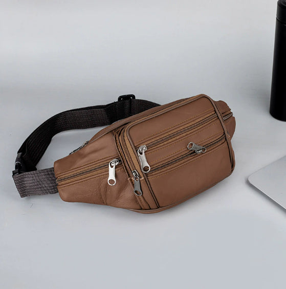 Genuine Leather Sports Waist Pack For Men, Invisible Running Pack