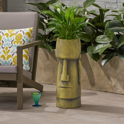 Glacier Cast Stone Urn with Weather Resistance - Gray