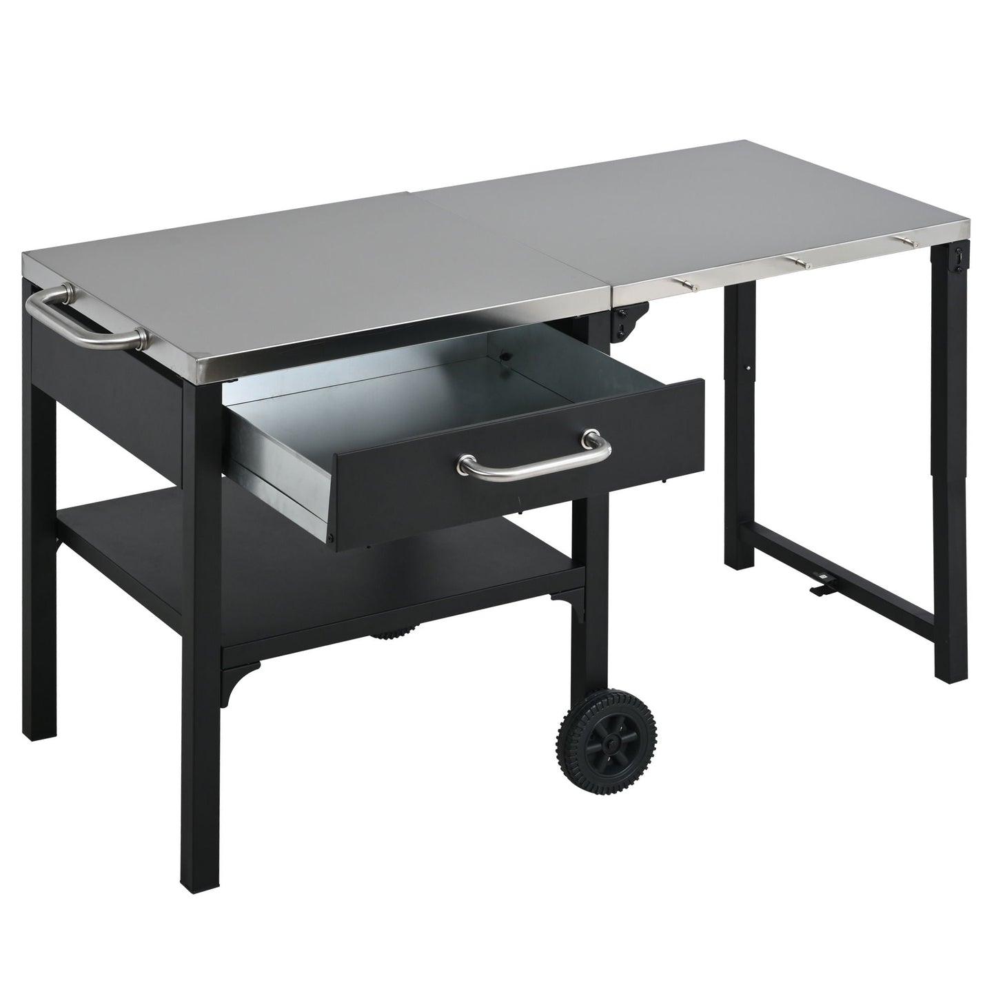 Foldable Outdoor Kitchen Cart With Storage For Patio