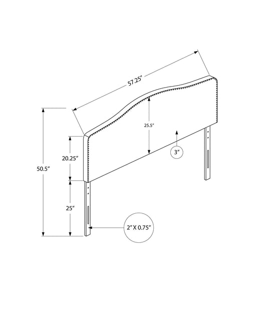 Full Size Upholstered Bed Headboard - Gray Transitional Style